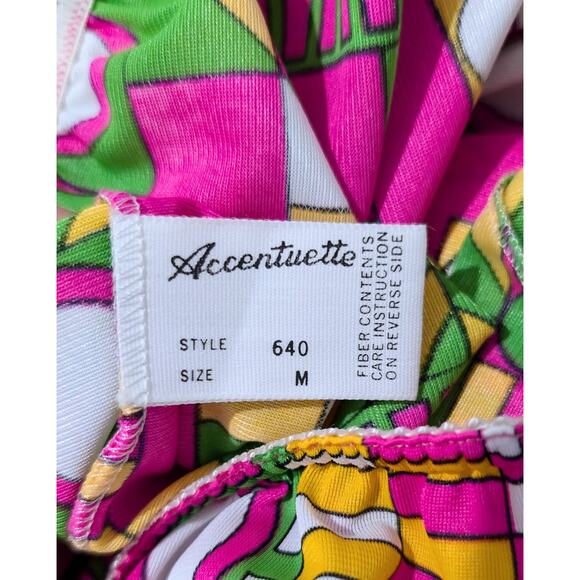 Accentuette Pink/Green/Yellow/White Mod Print Half Slip - Picture 8 of 8